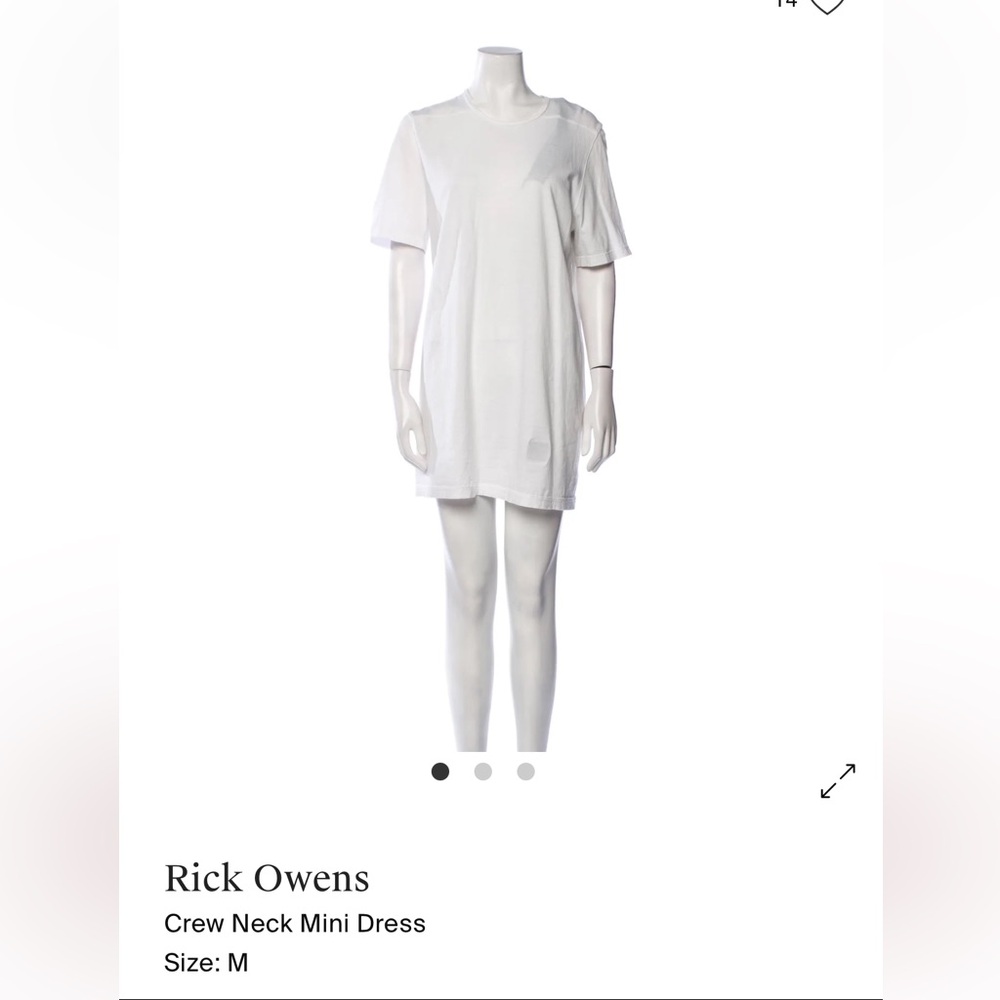 Rick Owens Ivory Crew Neck Mini Dress